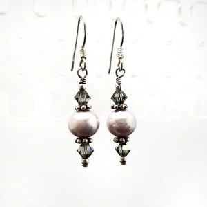 Sterling Silver, Blue Fresh Water Pearls, & Swarovski Crystals Earrings NWT